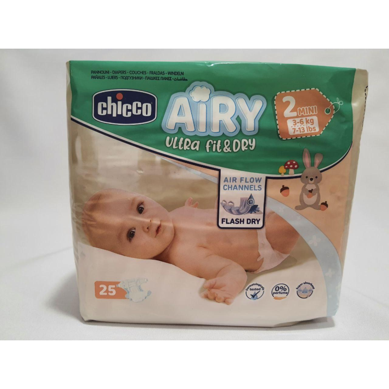 Підгузки Chicco Airy ultra fit&dry 2-го розміру 3-6 кг 25 шт . Підгузки Chicco Airy ultra fit&dry 2-го розміру 3-6 кг 25 шт .