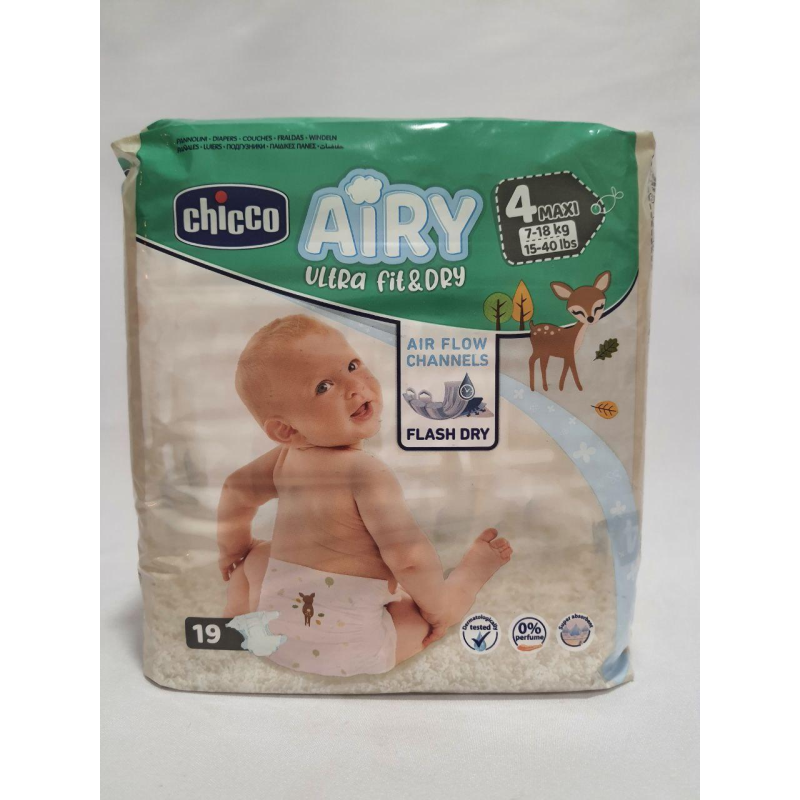 Підгузки Chicco Airy ultra fit&dry 4-го розміру 7-18 кг 19 шт . Підгузки Chicco Airy ultra fit&dry 4-го розміру 7-18 кг 19 шт .