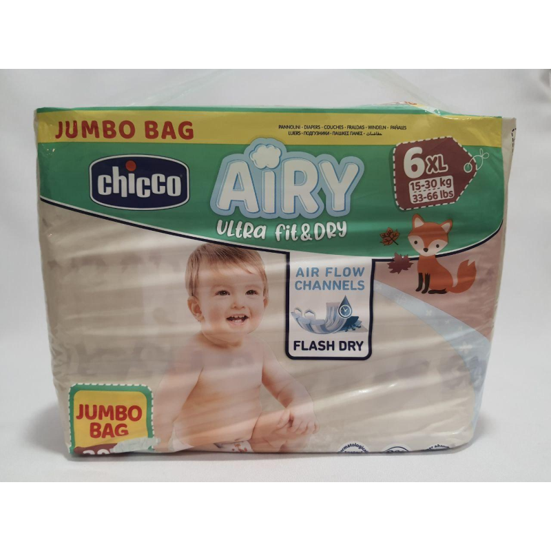 Підгузки Chicco Airy ultra fit&dry 6-го розміру 15-30 кг. 28 шт. Підгузки Chicco Airy ultra fit&dry 6-го розміру 15-30 кг. 28 шт.