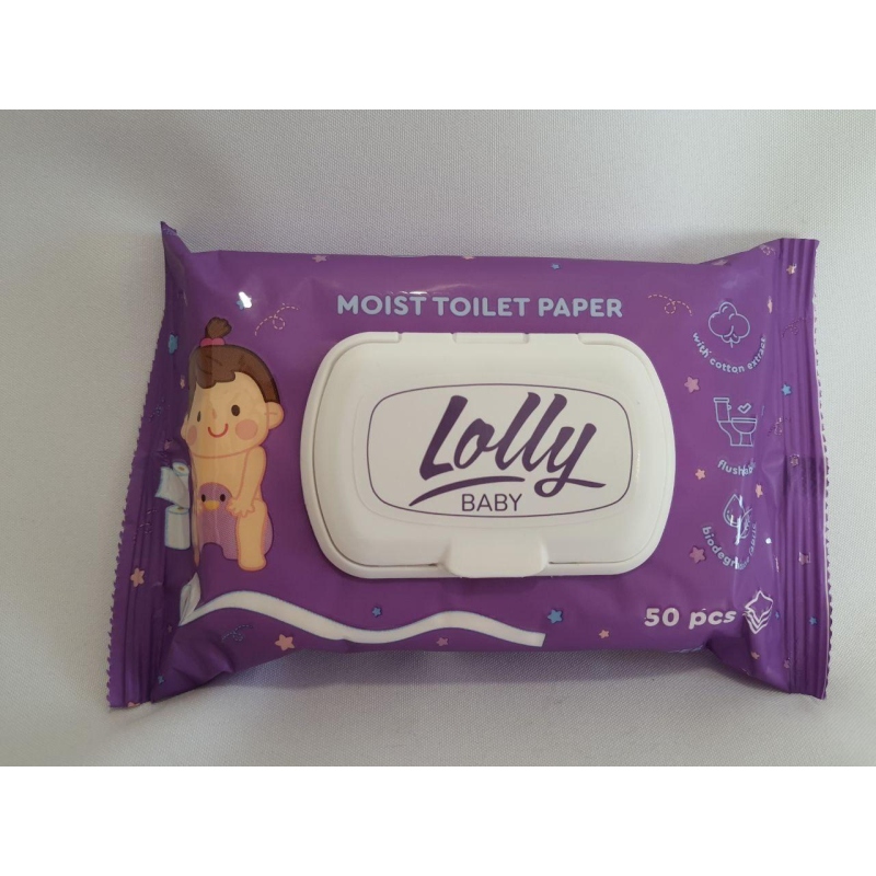 Вологий туалетний папір Lolly baby з пластиковим клапаном 50 шт в уп. Вологий туалетний папір Lolly baby з пластиковим клапаном 50 шт в уп.