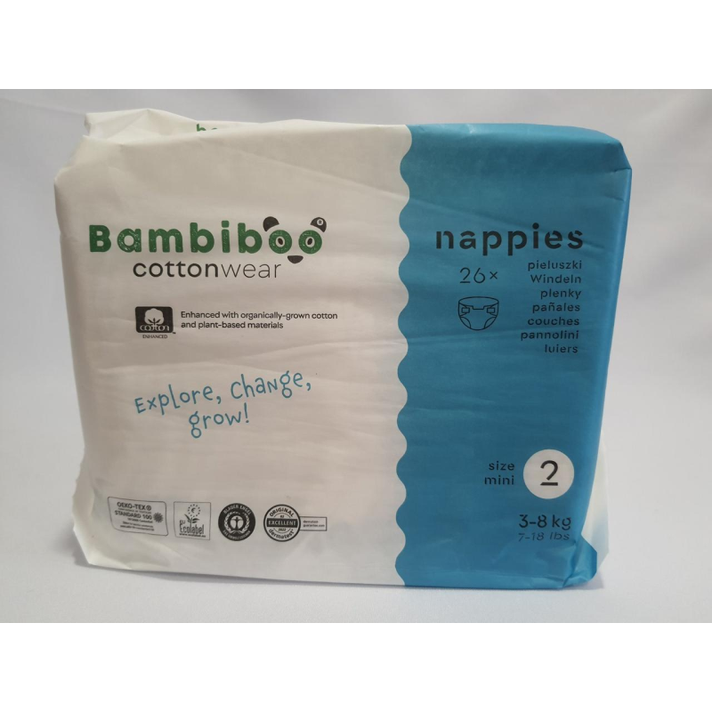 Підгузки Bambiboo розмір 2 (3-8кг.) 26 шт. в уп., памперси Підгузки Bambiboo розмір 2 (3-8кг.) 26 шт. в уп., памперси