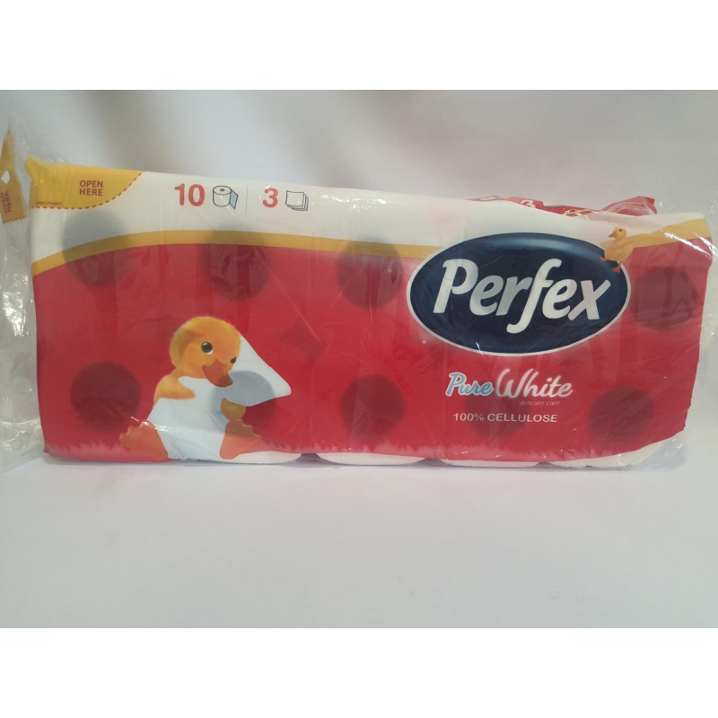 Туалетний папір Perfex 3-х шаровий 100% целюлоза в упаковці 10 рулонів. Туалетний папір Perfex 3-х шаровий 100% целюлоза в упаковці 10 рулонів.
